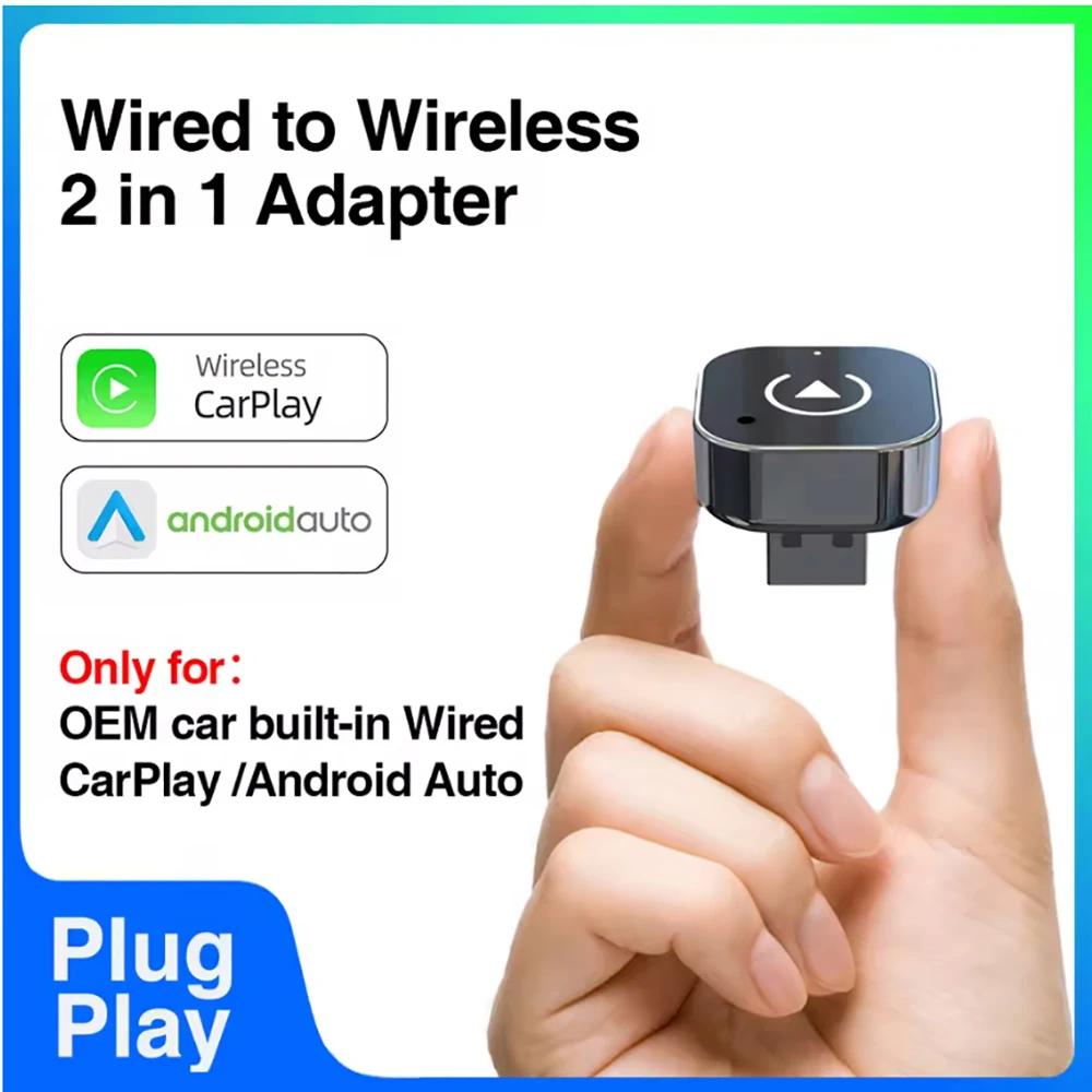 Adaptador Inalámbrico CarPlay Tipo-C 2026, Último Modelo, Convierte CarPlay y Android Auto de Cableado a Inalámbrico, Plug & Play para la Mayoría de los Autos