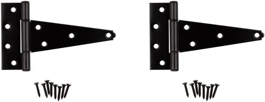 N129-155 V286 Extra Heavy T Hinges in Black, 2 pack,6 Inch