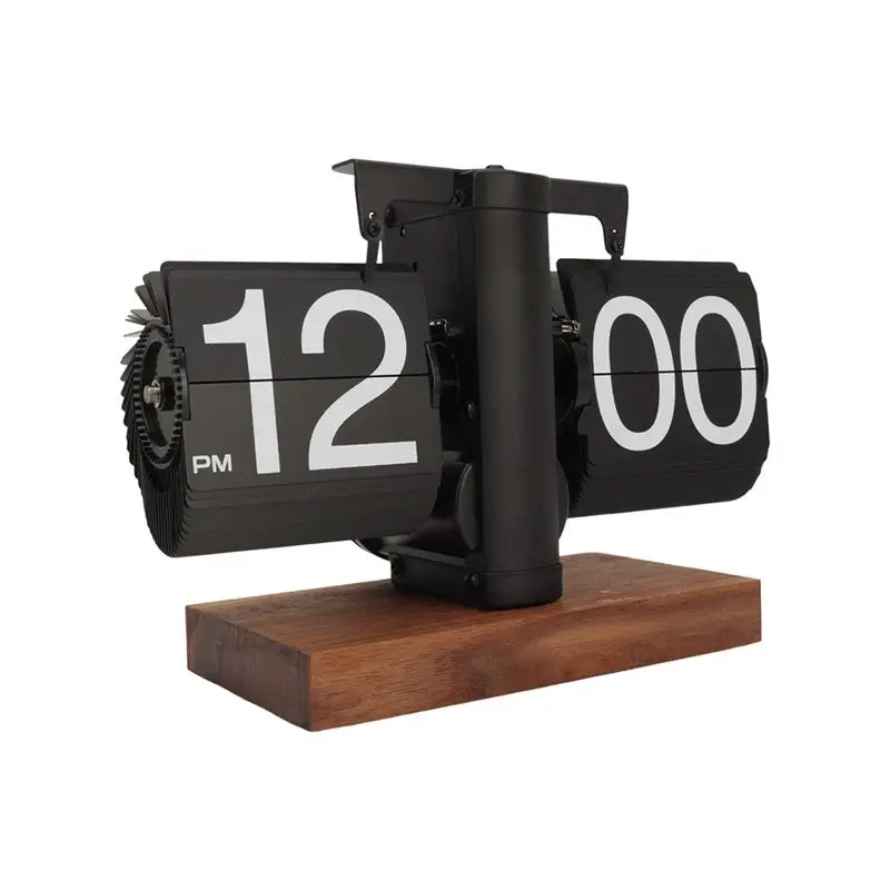 Stable-Digital Flip Down Clock Retro Automatic Turning Battery Operated Mechanical Clock For Home Room Office Decoration