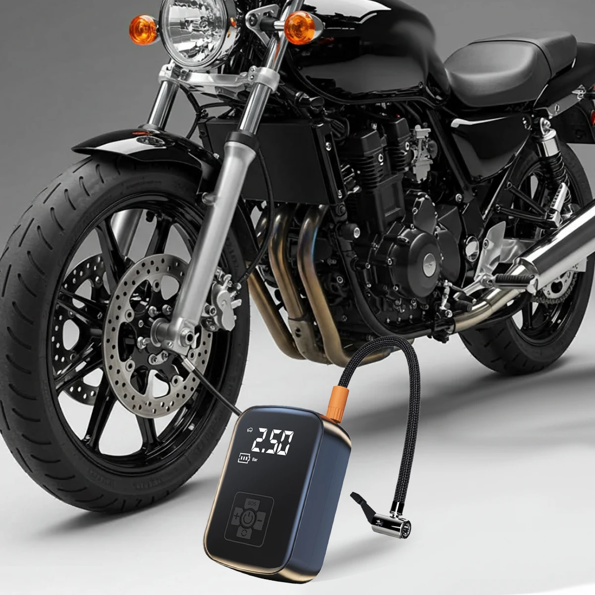 

Laueily Воздушные насосы для мотоциклов Маленький портативный воздушный компрессор для накачивания шин со светодиодной подсветкой Воздушные насосы для мотоциклов