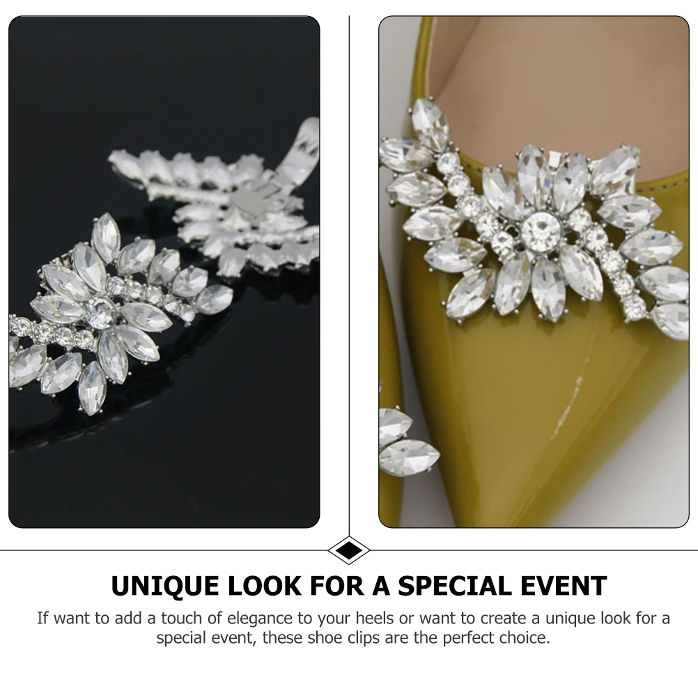 

White Bridal Clips for Women Decorative Shoe Clip Crystal Applique Buckle Heels Shoe Jewelry Bride Accessories