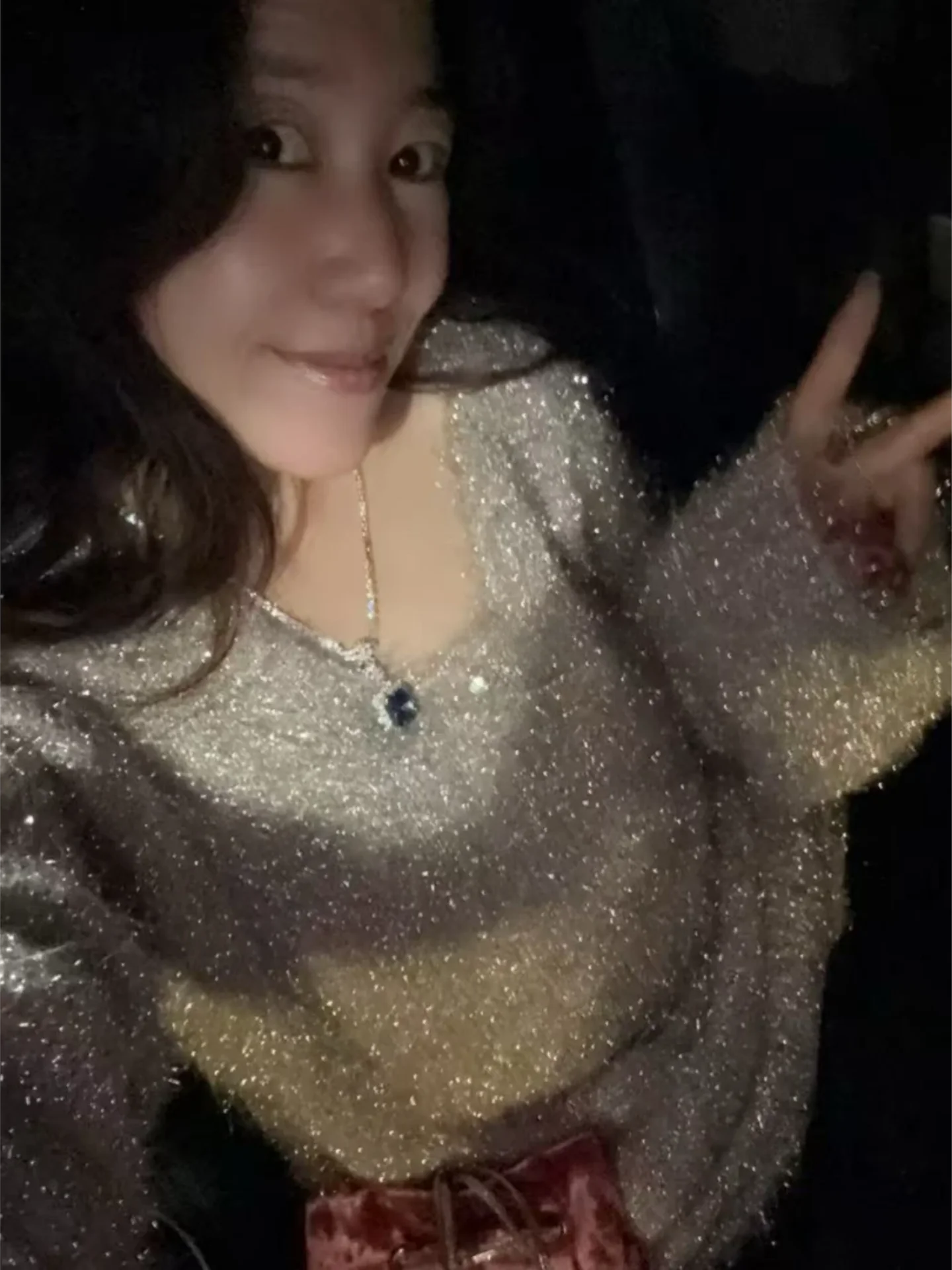 

Trendy Glitter Knitwear Women's Loose Faionable Winter Top Slimming Gentle Sle Commute Sle Long Sve Color