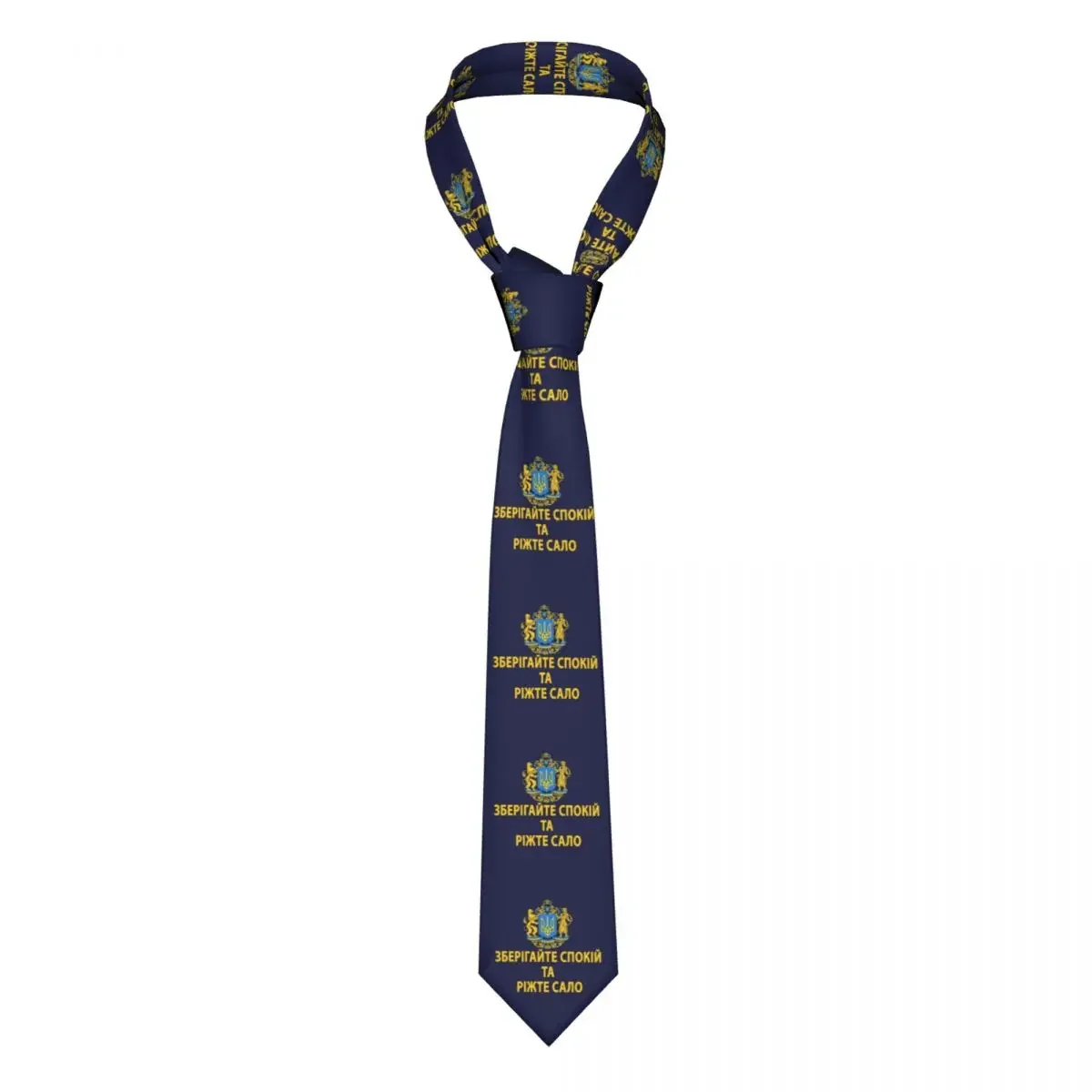 Fashion Ukraine Flag Ukrainian Tryzub Neck Ties for Wedding Custom Men Patriotic Necktie