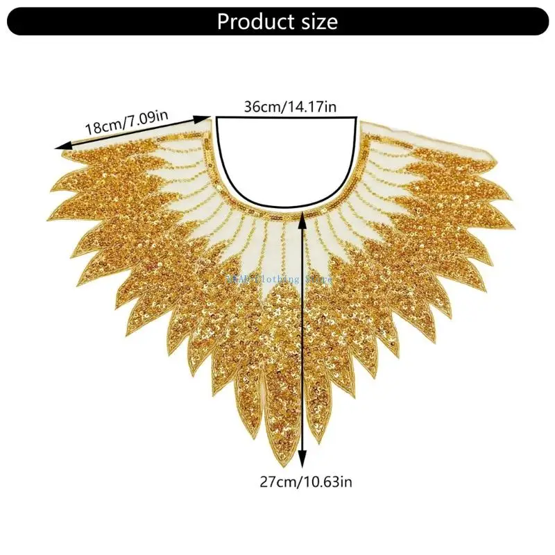 N0PE Beaded Embroidery Fabric Appliques Delicate Sequins Meshes Women Patches for Dressmaking Apparel Decoration