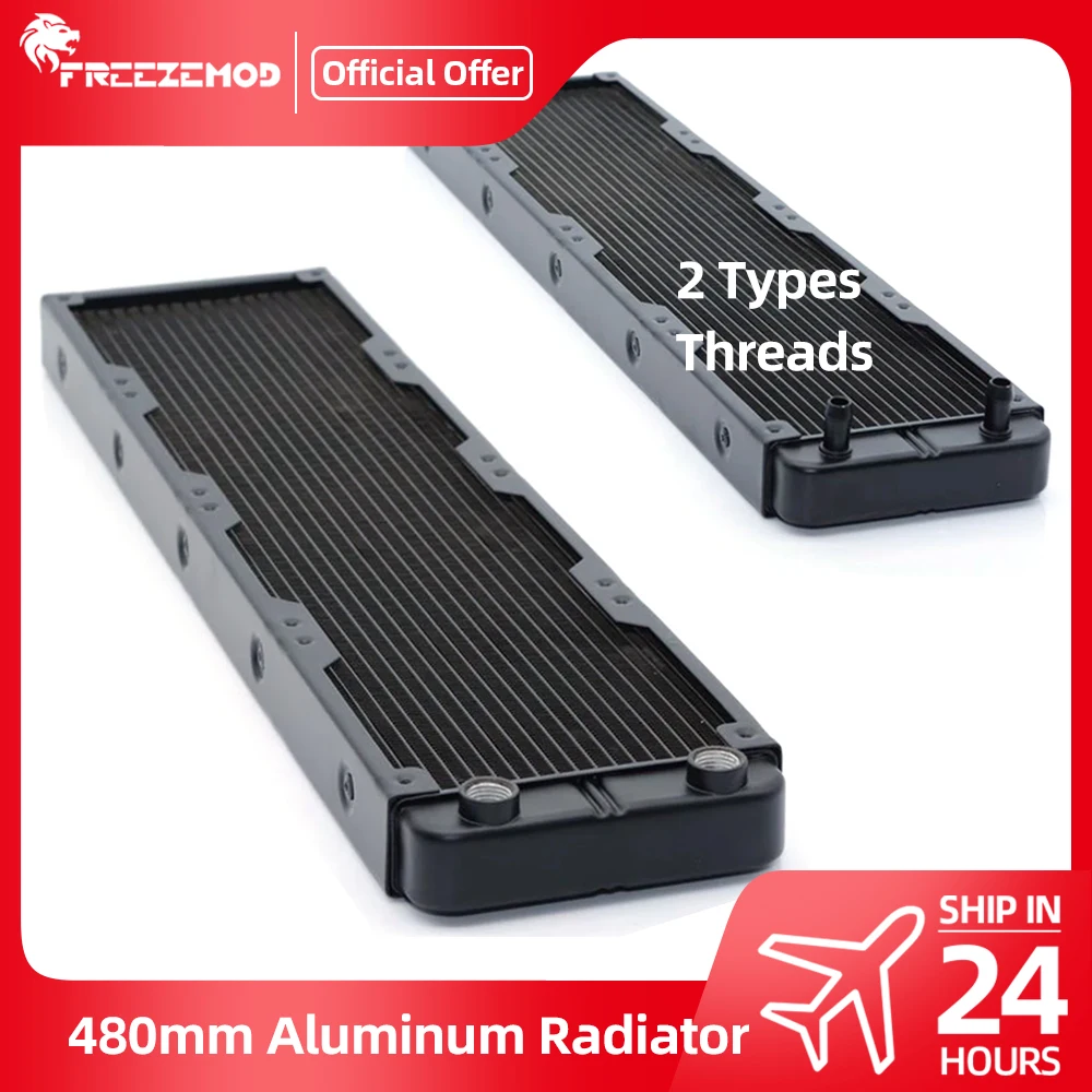 

FREEZEMOD 480mm Aluminum Radiator Tube Pagoda Port G1/4 Thread 32mm Thickness ROHS Water Cooler HeatSink Liquid Cooling SR-L480