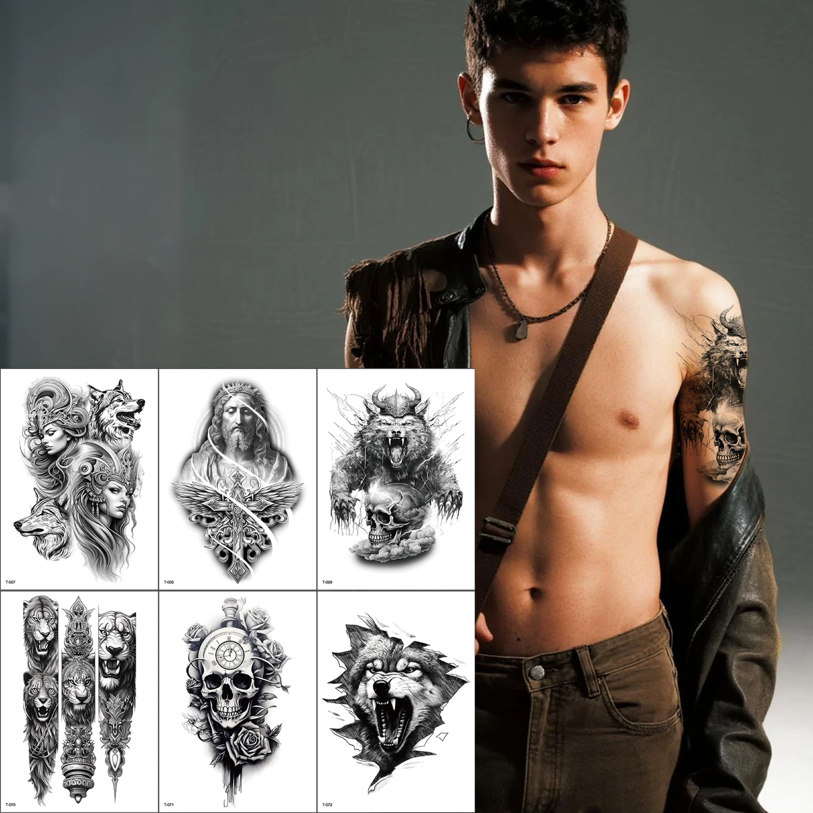 Waterproof Full Arm Temporary Tattoo Sleeve Water Transfer Realistic Fake Tattoo Stickers for Men Women Beach Summer Body Art