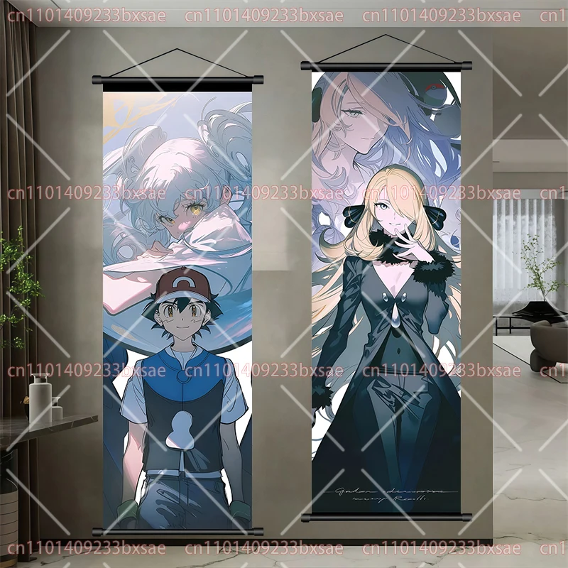 Pokémon Elves and Trainers Classic Scroll Paintings HD Anime Posters Home Wall Decoration Hanging Paintings Creative Party Gifts view 4