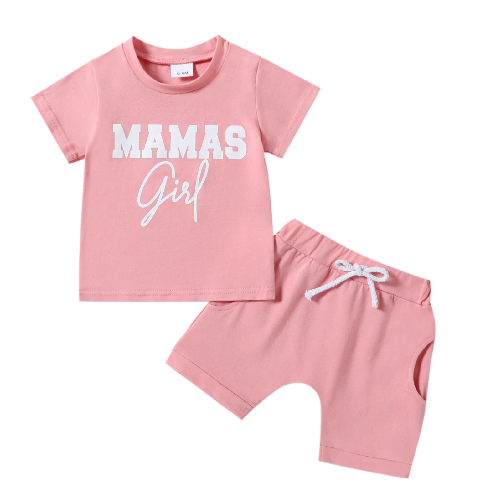 

Two Piece Set for Girls Infant And Toddler Letter Print Short Sleeved Solid Color Shorts Trendy Two Piece Baby Elephant Clothes