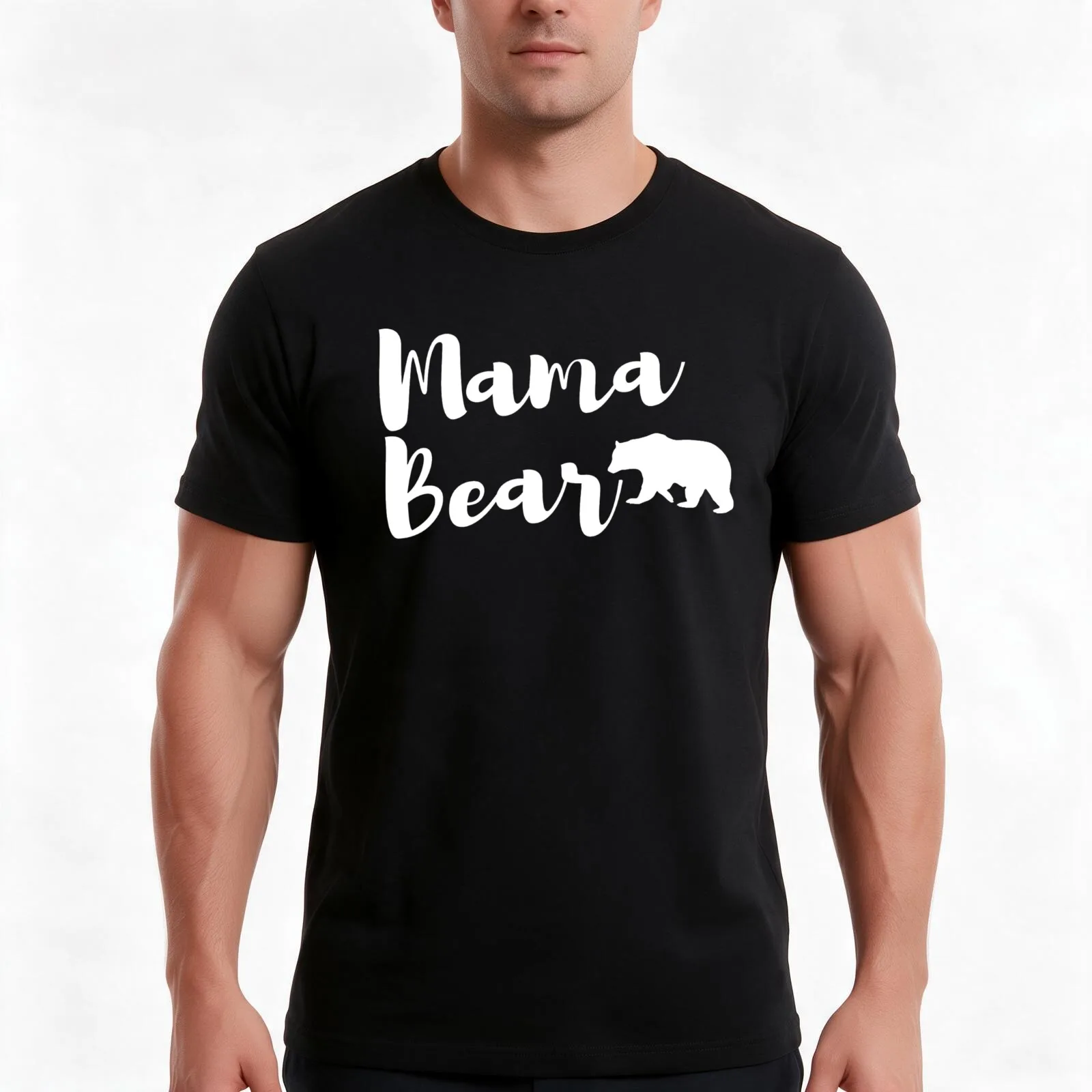 Mama Bear T-Shirt, Summer Casual Cotton Tee, Oversized Streetwear Tops, Vintage Graphic Print, Loose Fit Short Sleeve