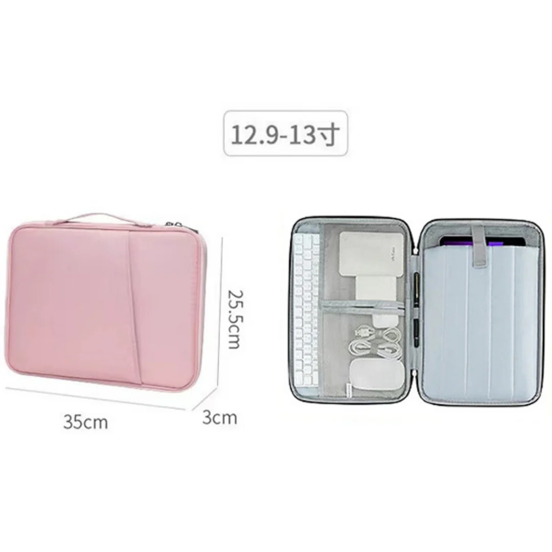 13 Inch Tablet Sleeve Case Handheld Carry Bag Waterproof Shockproof Protective Cover Multi‑Pocket Pen Slot Travel Storage Pouch