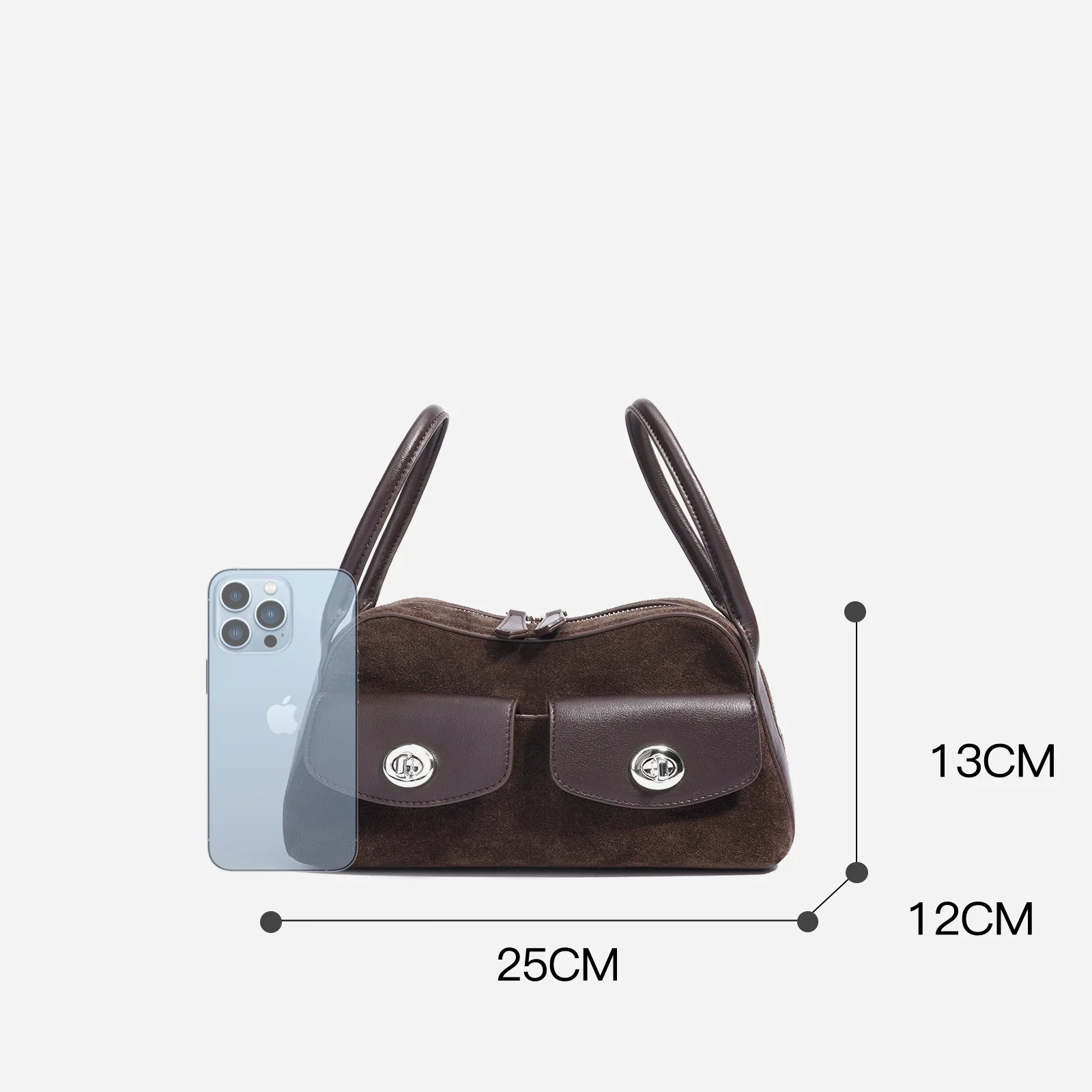 Ins Chic – sac de selle en cuir de vache/suede pour femmes, 2 poches, sacs à bandoulière à une épaule, sac à main de bonne qualité, sacoche