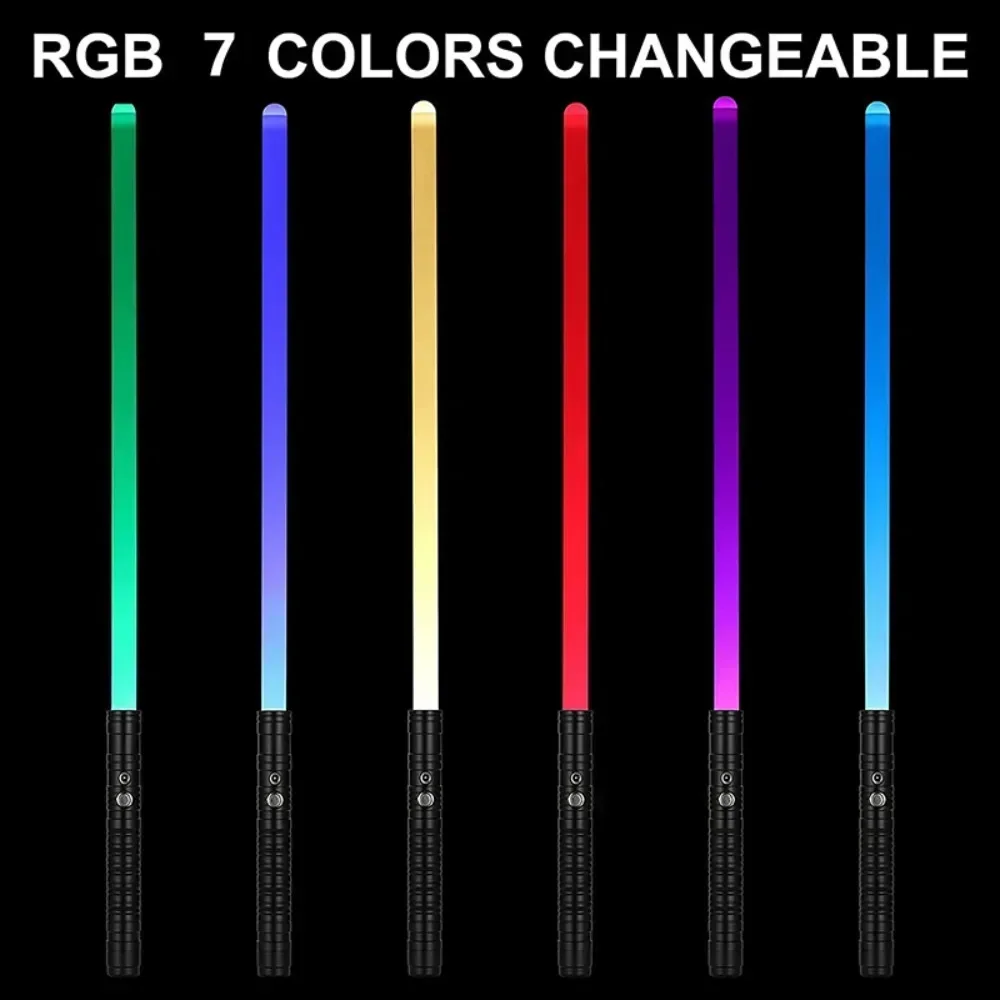 Metal Handle Lightsaber RGB 7 Colors Change LED Laser Sword Two In One Switchable Double-edged Saber Sound Full Cosplay Gift