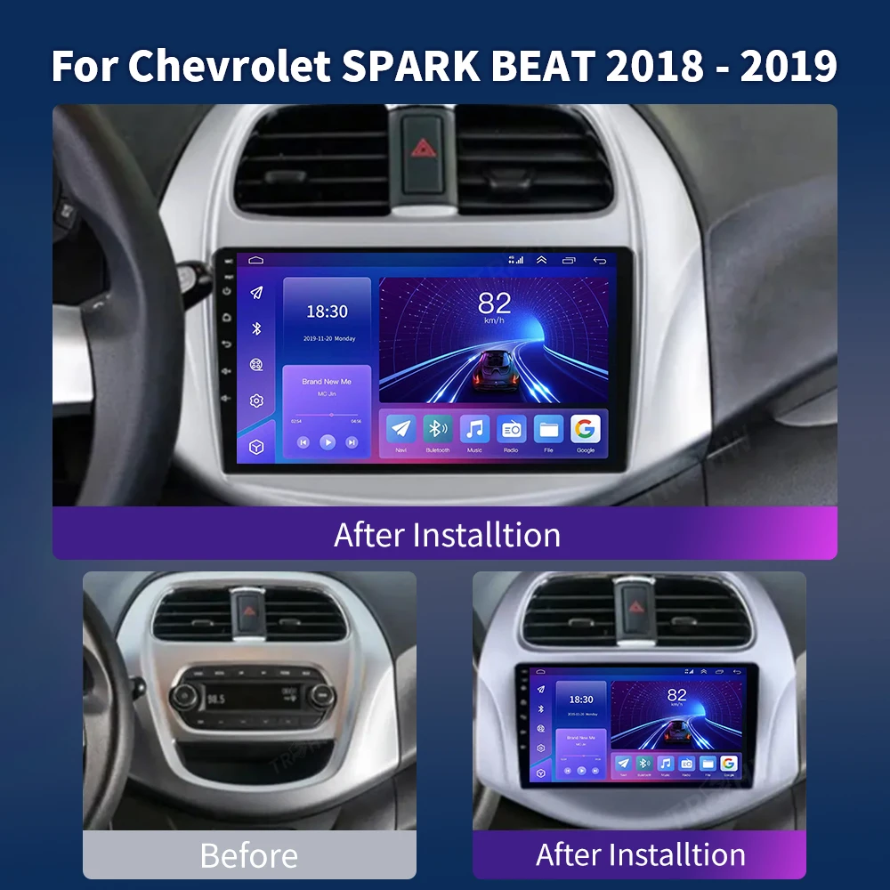 For Chevrolet SPARK BEAT 2018 - 2019 Car Radio Video WIFI 4G DSP Navigation GPS ADAS Multimedia AHD BT No 2din 9 Inch Android 13