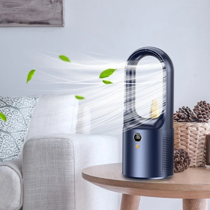 

USB Rechargeable Desk Fan with LED Display | 6-Speed Bladeless Air Circulator | Quiet Study Fan for Office & Dormitory