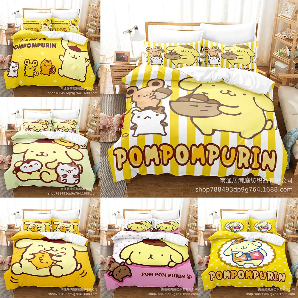 

Cute Pom Pom Purin Bedding Sets Comforter Quilt Bed Cover Duvet Cover Pillow Case 2-3 Pieces Sets Kids Adult Size Bedroom Decor