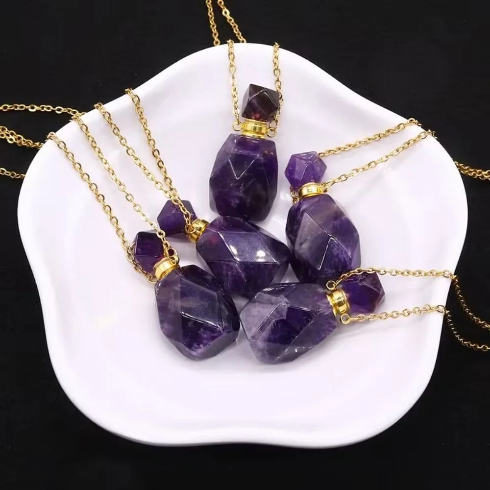 Twistable Threaded Bottle Bottle Necklace Empty Bottle Aromatherapy Bottle Necklace Octagonal Shape Refilling