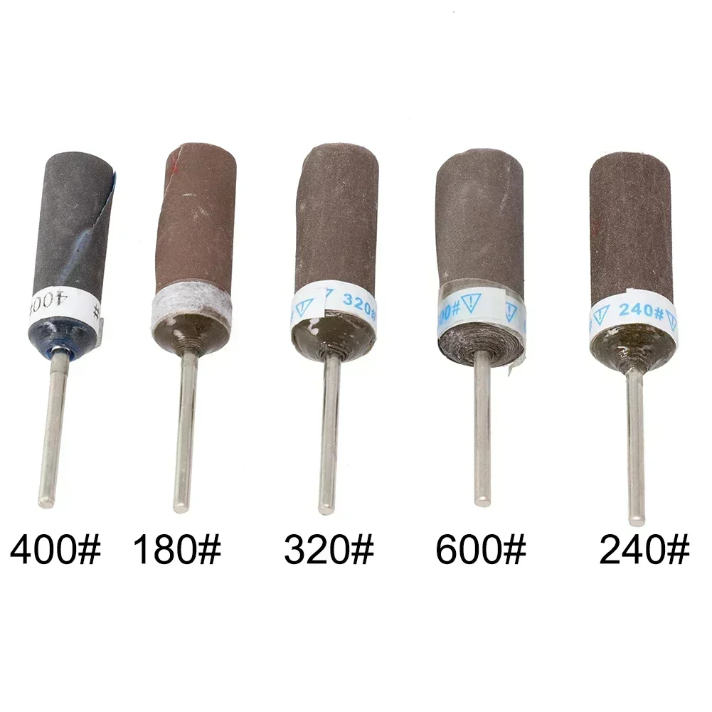 5Pcs Sanding Band Drum Abrasive Carving Grinding Wheel Head Sandpaper Stick 180-600 Grit 2.35mm Shank For Rotary Tool Grinder