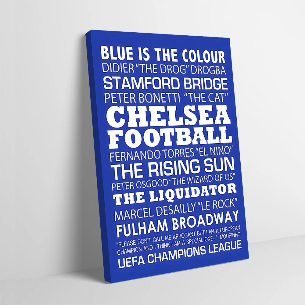 

Футбольная типография «Челси», художественная печать, постер, настраиваемые картины, настенная живопись на холсте для декоративной картина, декор комнаты