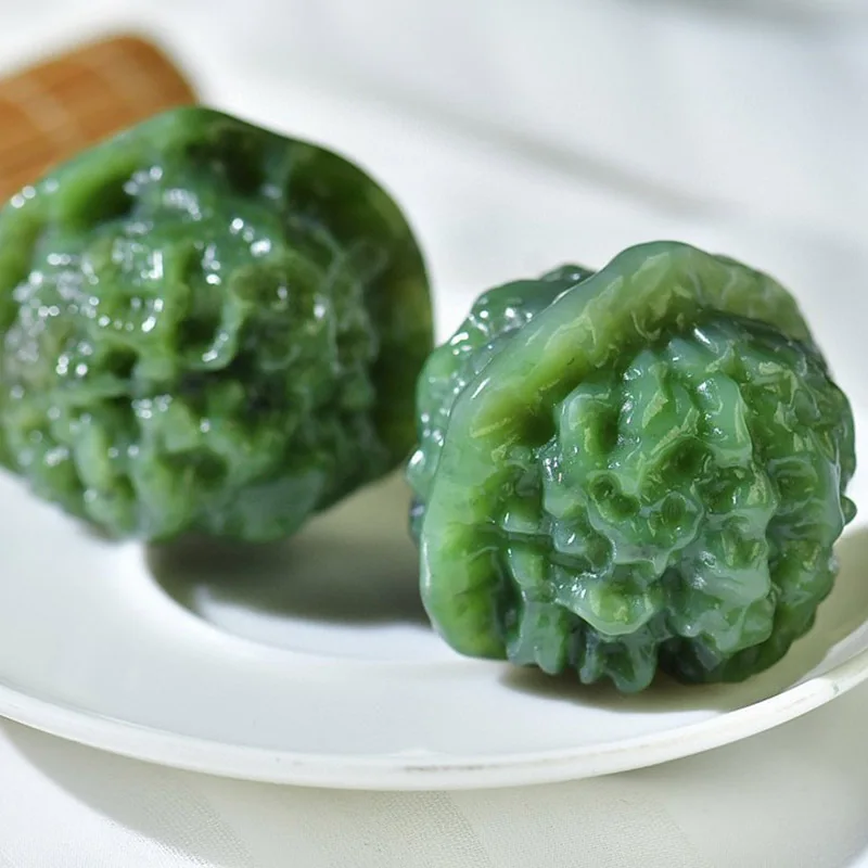 Hetian Walnut Jasper Handheld Piece Jade Carving High-Quality Collectible Ball
