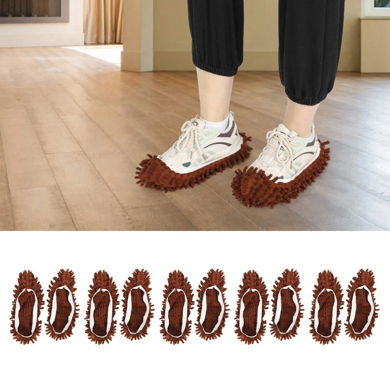 ที่คลุมรองเท้าม็อบผ้ากำมะหยี่10ชิ้นที่คลุมรองเท้าขี้เกียจที่คลุมหัวไม้ถูพื้นที่คลุมรองเท้าทำความสะอาด