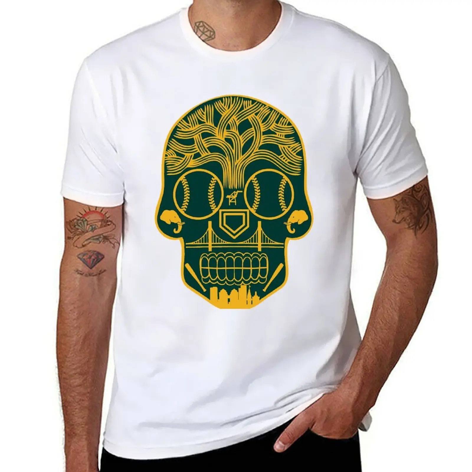 

Oakland Sugar Skull T-Shirt funny t shirts dark humor man t shirt heavy cotton T-Shirt