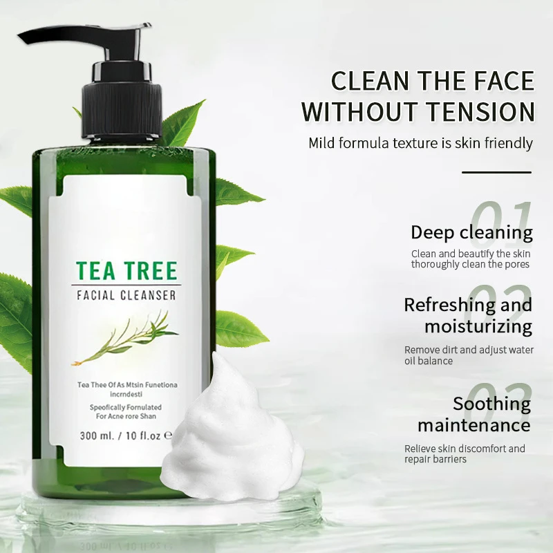 

300ml Tree Tea Facial Cleanser Mild Non irritating Moisturizing Facial Cleanser Cleansing Pores and Repairing Barrier