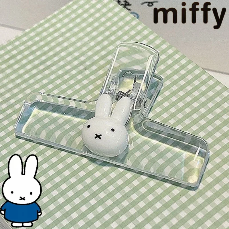 Niedlicher Miffy-Hase Süßes Kreatives Cartoon-Muster Einfacher Modischer Kleiner Tragbarer Transparenter Kunststoff-Aktenordner Prüfungspapier-Memo-Clip