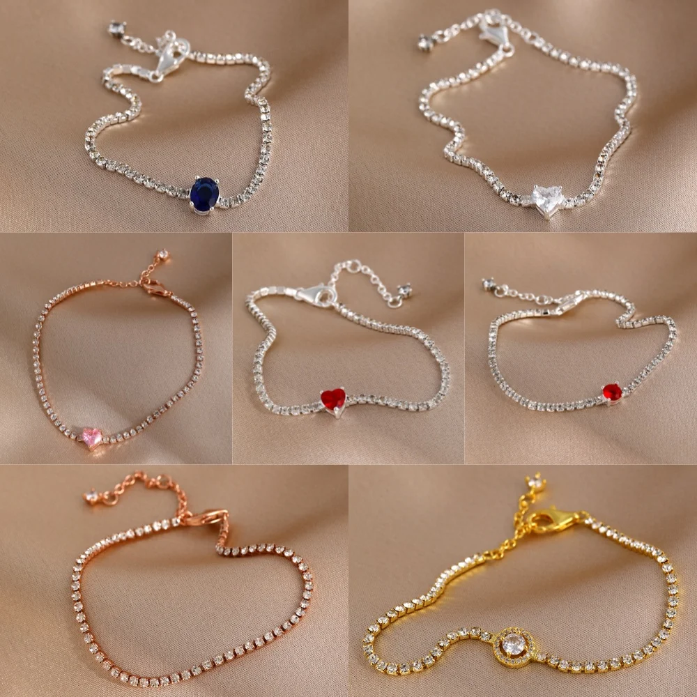 

Новый браслет из стерлингового серебра 925 пробы со сверкающим цирконом, подходит для Дня святого Валентина, праздничные подарки для женщин, очаровательные ювелирные изделия своими руками