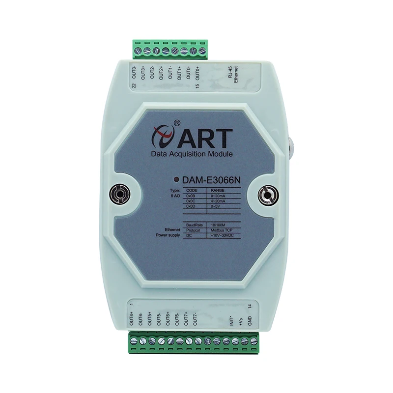 Ethernet Port 8-channel Analog Output Module Modbus TCP DAME3066N/DAME3061/DAM3062