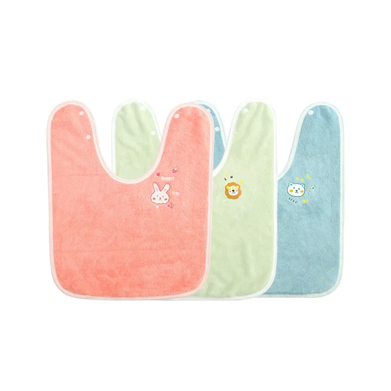 Baby Bib Cute Cartoon Bunny Lion Bear Saliva Towel for Toddler Boy Girl Waterproof Coral Fleece Tooth Brush Towel Baby Stuff