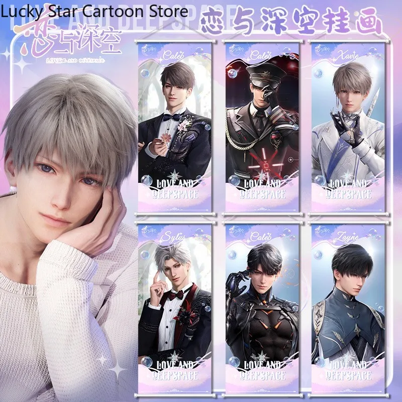 คอสเพลย์ความรักและ Deepspace Sylus อะนิเมะ HD Scroll โพลีเอสเตอร์พีชผิวแขวนผนังภาพวาดตกแต่งบ้านโปสเตอร์ Wall Art Room ของขวัญ