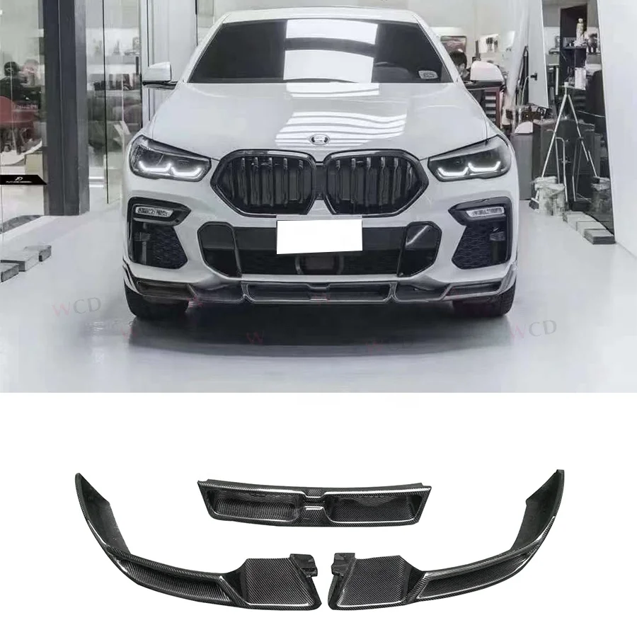 

Передняя губа из углеродного волокна в стиле LD для BMW X6 G06 2019-2023, диффузор для переднего бампера, комплект кузова