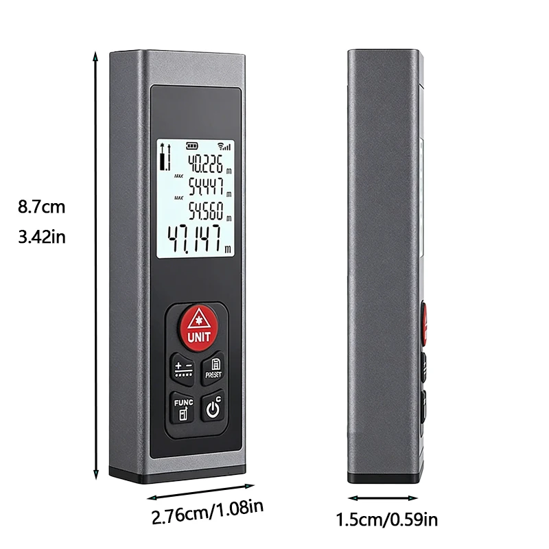 Laser Rangefinder, Aluminum Alloy Shell, USB Charging, Multiple Measurement Modes, 262FT Distance with Angle Function
