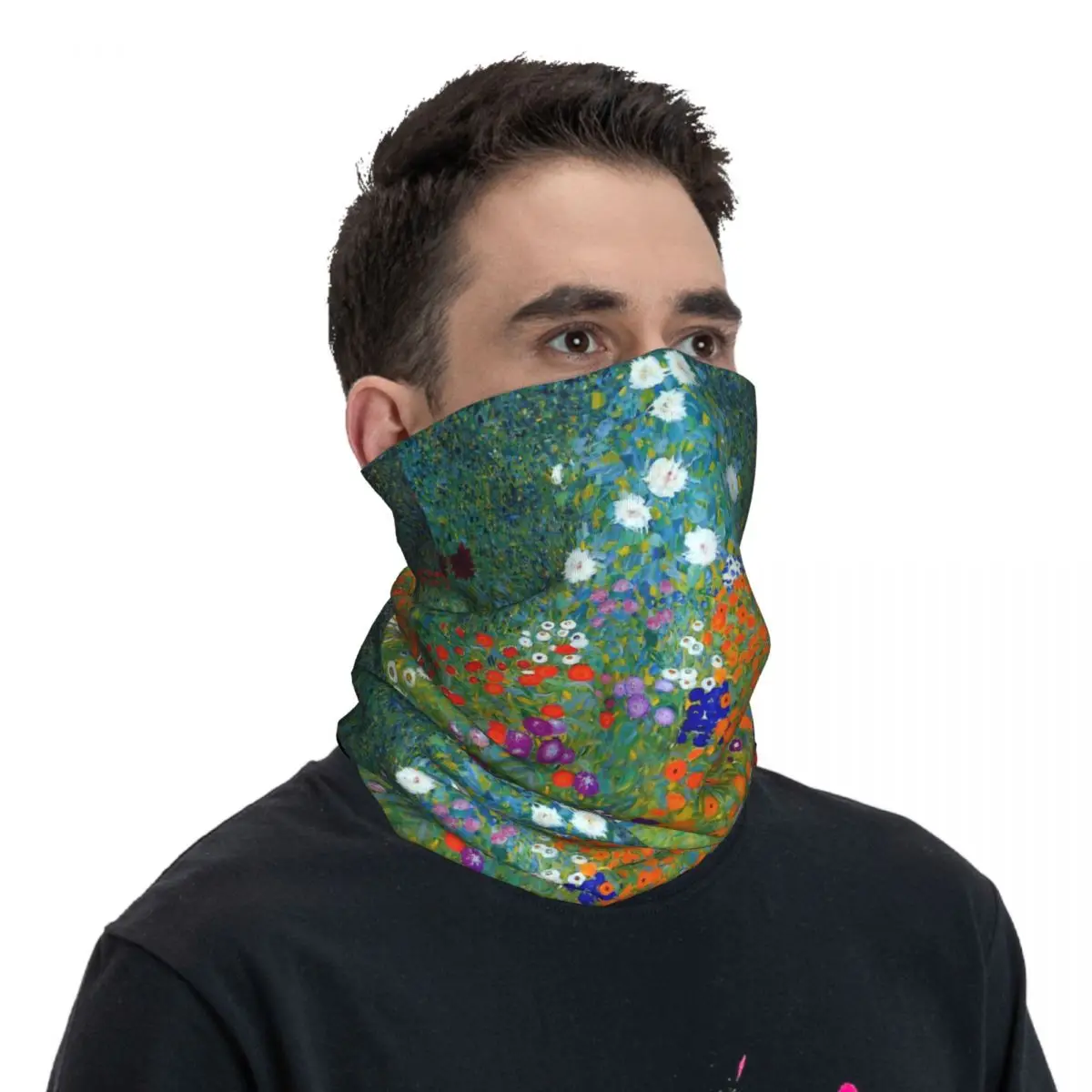 Gustav Klimt Bandana de jardín de flores para adultos, bufanda envolvente para el cuello, pasamontañas para ciclismo, transpirable, Unisex