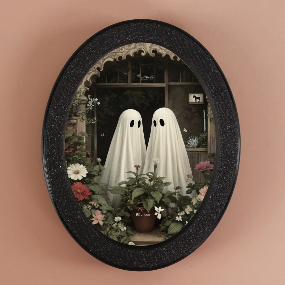 Grenzüberschreitende ovale Halloween-Dekoration, doppelte Geister in der Gartenszene, schafft warme und fantastische Atmosphäre, geeignet f