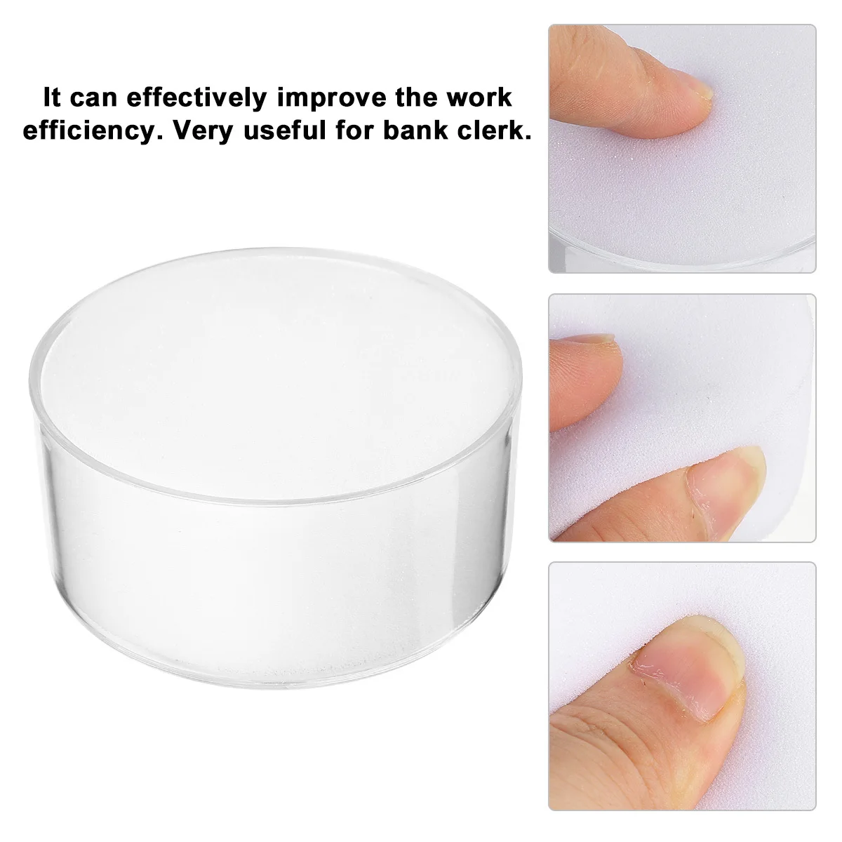 2Pcs Cash Counting Fingertip Moistener Plastic Sponge Cup Wet Finger Tool for Banknotes Office Efficiency
