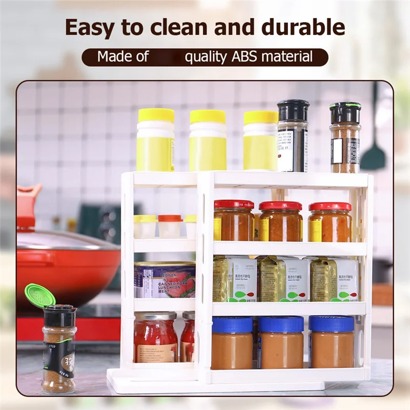 

New Cabinet Folding Organizer Sliding Spice Rack Organizer Kitchen Rotating Organizer For Cabinet, Slide Out