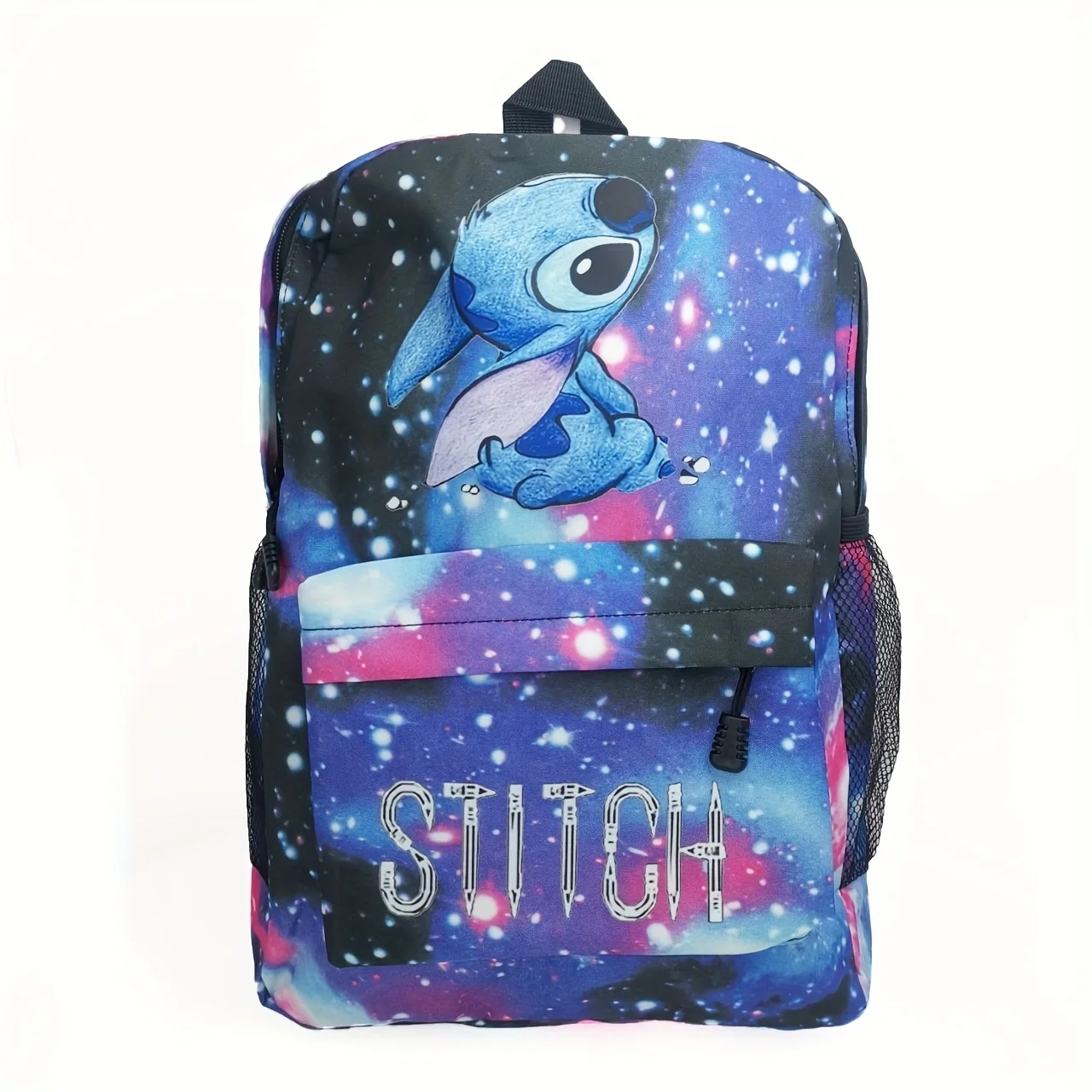 Mochila con estampado en caliente de Disney Stitch, mochila personalizada para estudiantes, bolsa de viaje al aire libre, patrón aleatorio