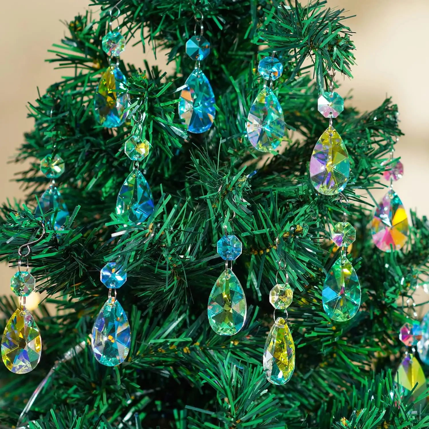 20PC Crystal Chandelier Prisms Pear Shaped Suncatcher Ornament Pendants Hanging Glass Pearls for Wedding Party Decor
