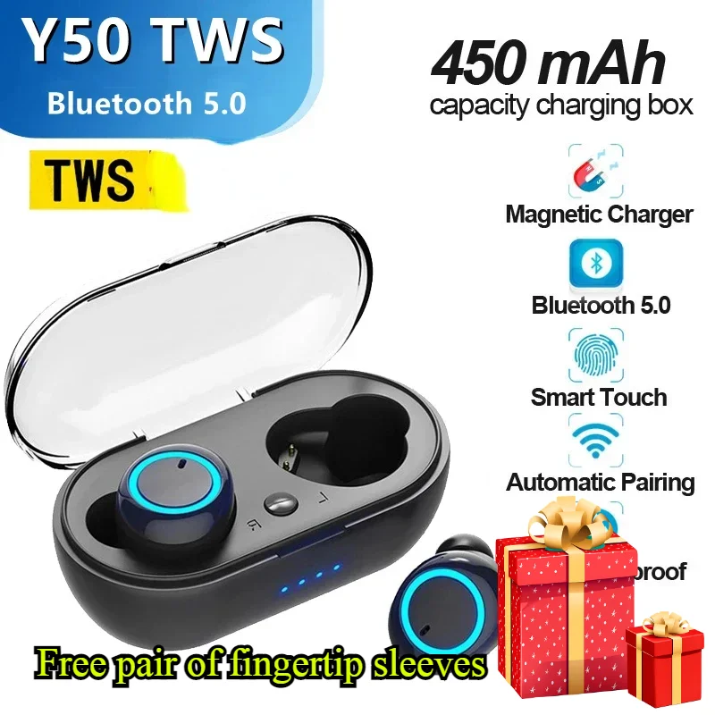 （free a gift) New Y50 TWS Bluetooth Earphone Wireless Headphones Earpod Earbuds Gaming Headsets for IPhone Xiaomi Redmi Earphone