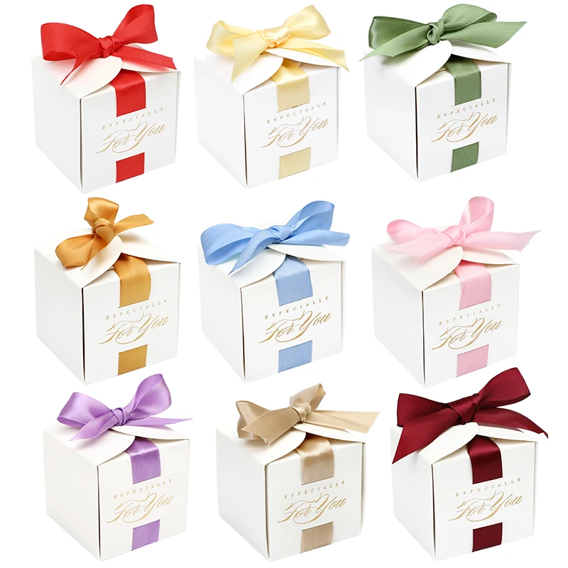 

10Pcs Wedding Candy Gift Boxes With Ribbon Wedding Favors Souvenirs Gift Box For Guest Birthday Baby Shower Party Packaging Box