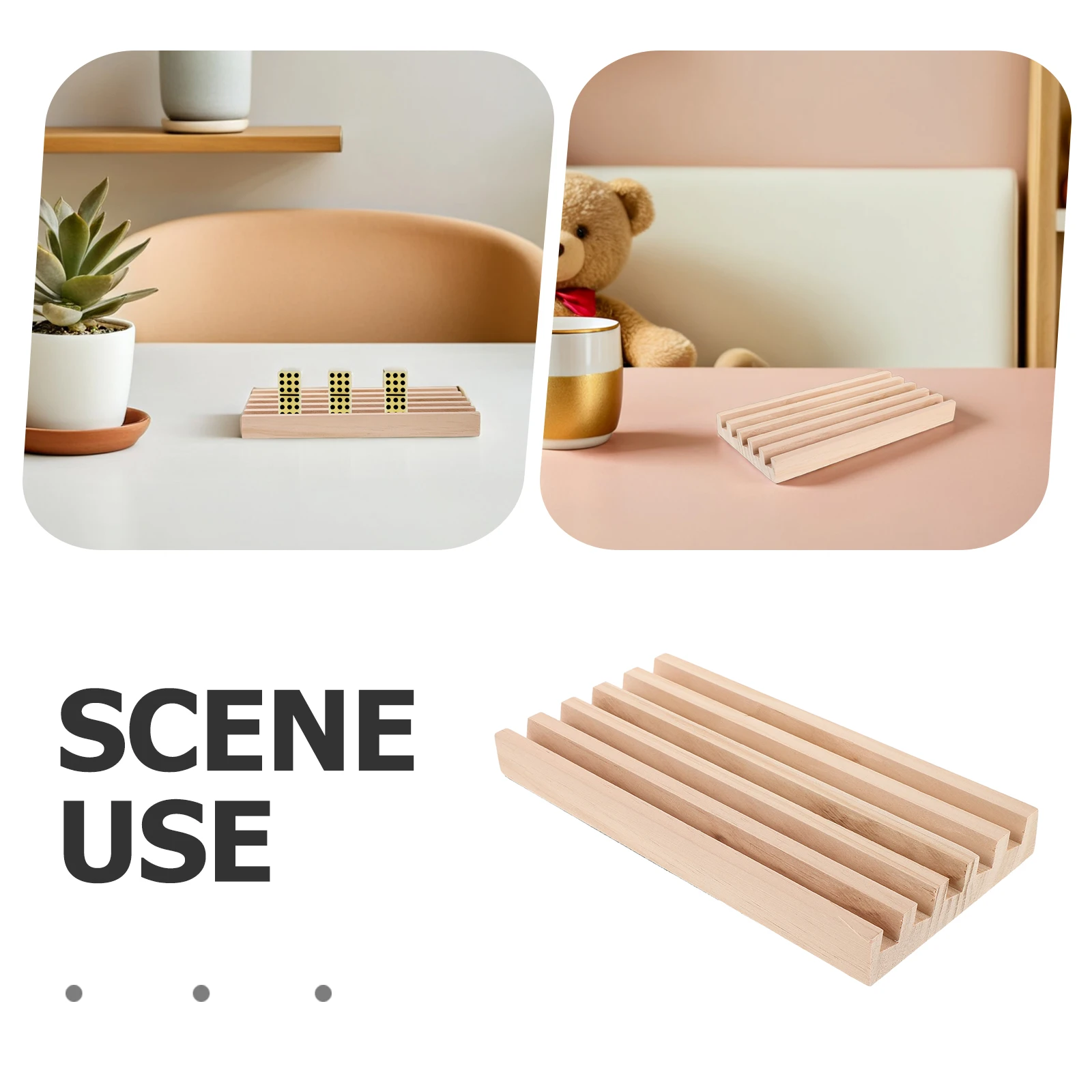 1 個木製ドミノラックホルダーカードゲームタイルディスプレイ収納トレイ天然木ボードゲームオーガナイザー卓上トレイ用