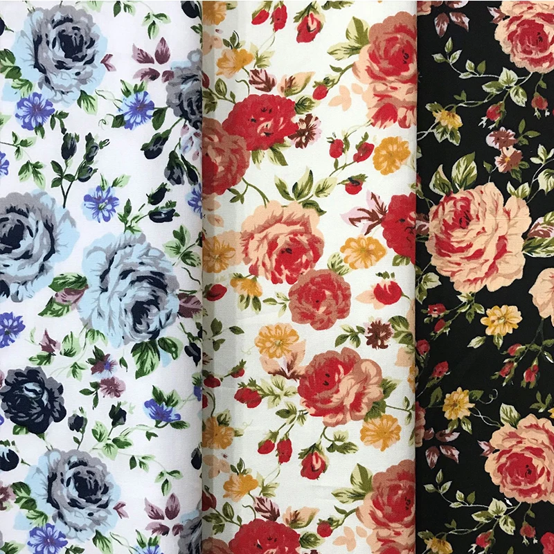 Poplin fabric 100% cotton, flower printed fabric, shirt skirt, DIY, handmade sewing, 100x150cm