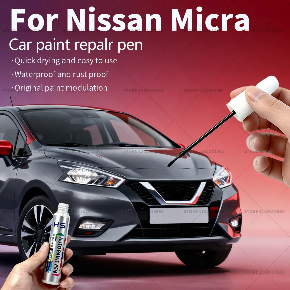 

For Nissan Micra Car Paint Repair Pen Touch Up Scratch Remover DIY Auto Accessories Silver K23 Pink NAR Green JAD Red AY4 Orange