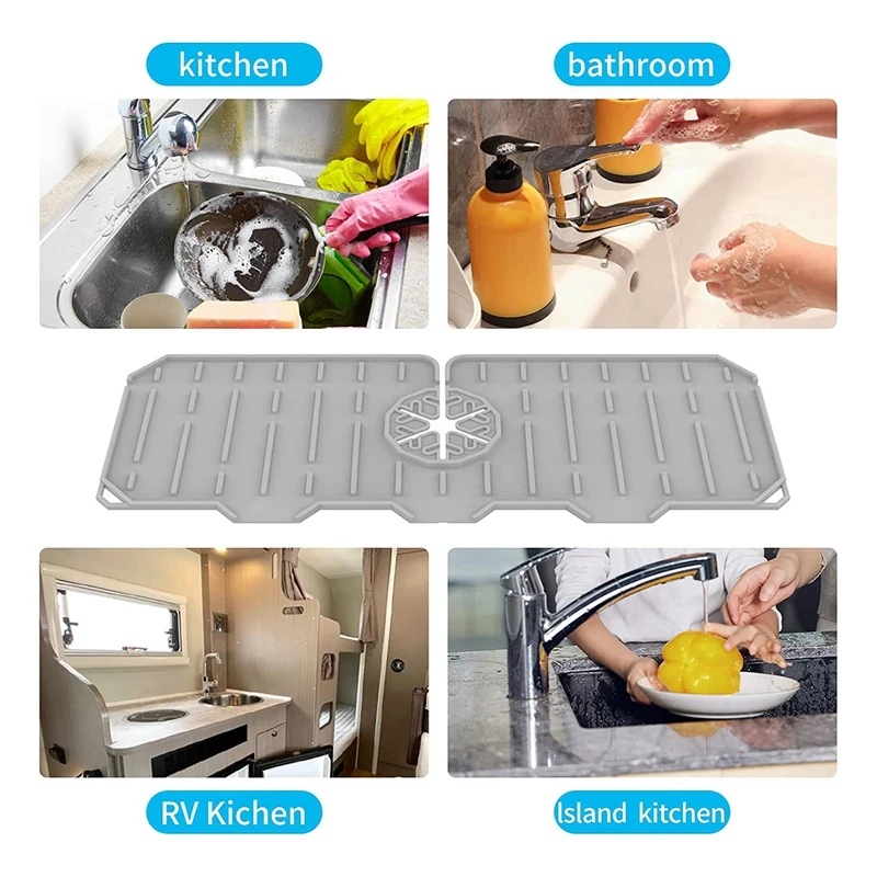 Countertop Dry Keeper - Silicone Drip Catcher Tray - Drip Protector Splash Countertop - Drying Mat, Sink Splash Guard