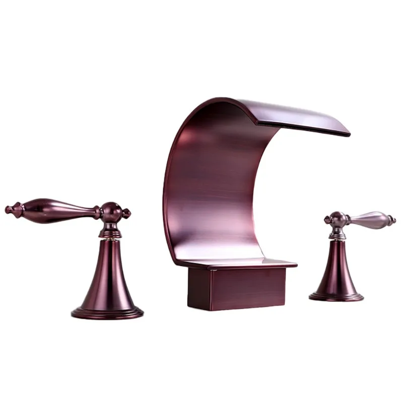 

Three-hole waterfall faucet basin hot and cold faucet toilet bathroom face wash basin hotel