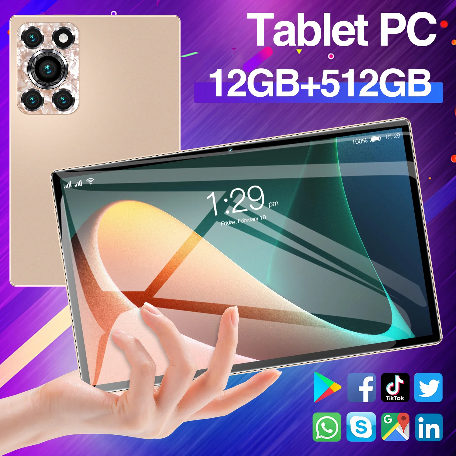 New XioaMe pad 12 Tablet Android15 Support Google 10.1 Inch HD  20000mAh Eye protection office software Full-screen laptop