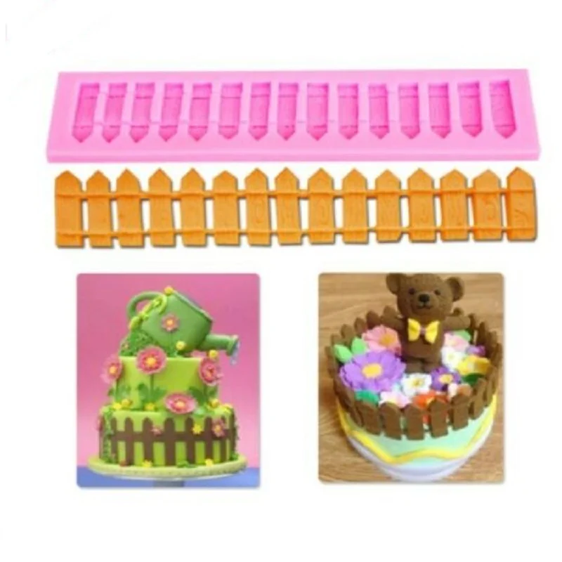 Fence Shaped Silicone Mold Sugar Paste DIY Fondant Cake Decor Chocolate Cake Fence Shaped Mold Kitchen Liquid Cake Tool