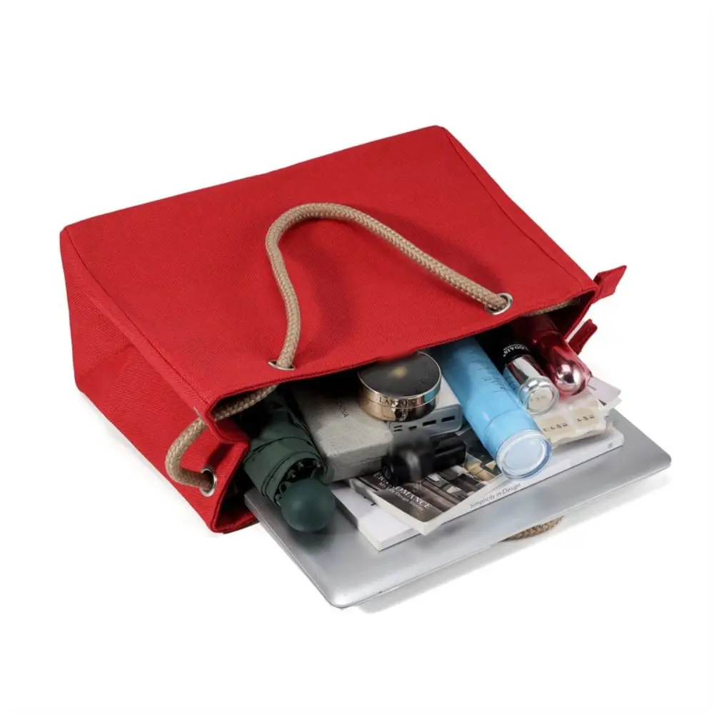 

Винтажная вместительная однотонная сумка-тоут из льна на плечо, пляжная сумка, сумка на молнии в этническом стиле для девочек