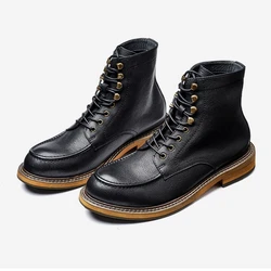 Soft Leather Mens Ankle Business Boots Luxury Brand Quality Genuine Leather Vintage Autumn Office Dress Shoes for Male Size 44